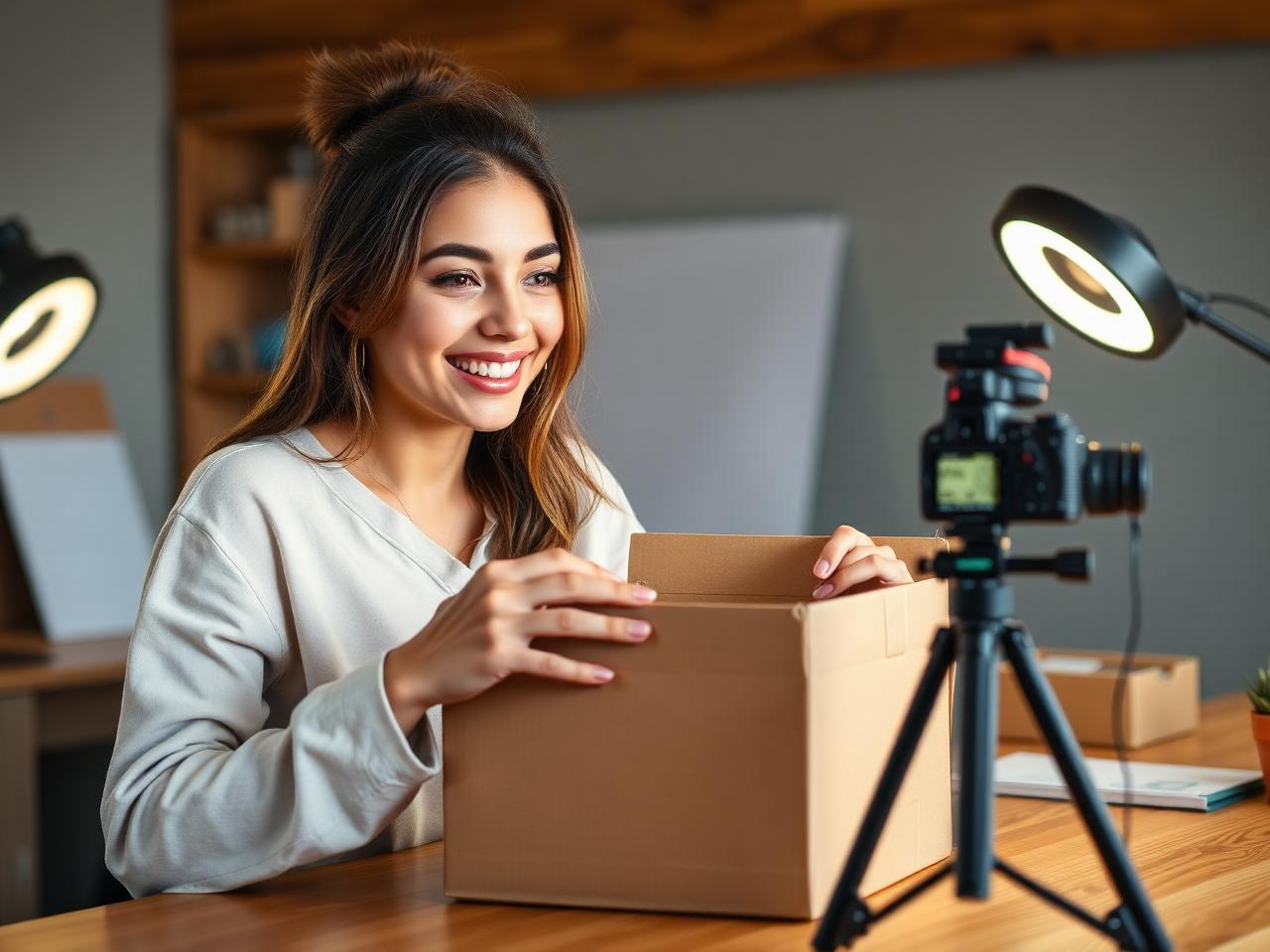 Product unboxing scene designed for social media content
