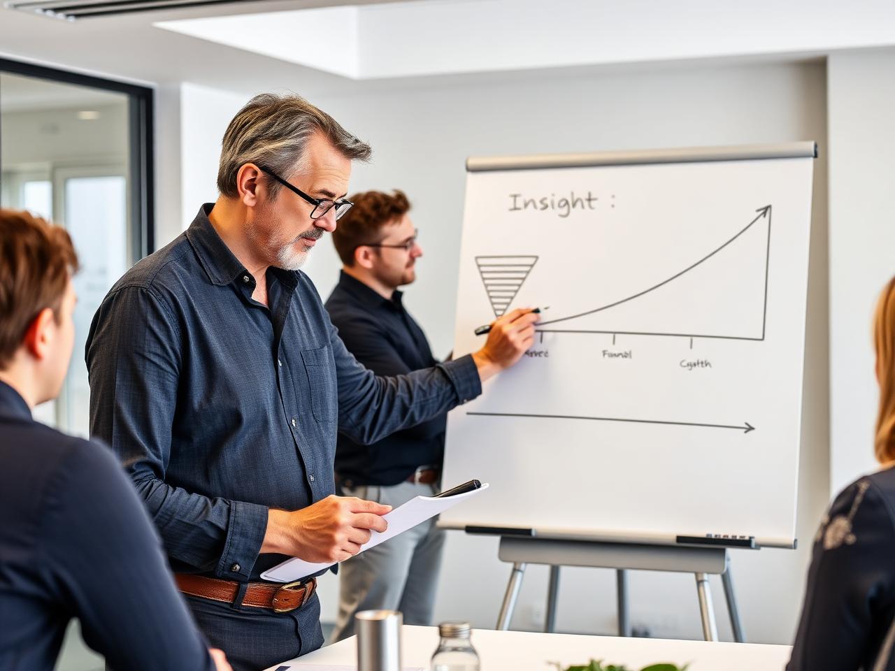Operator explaining a system on a whiteboard