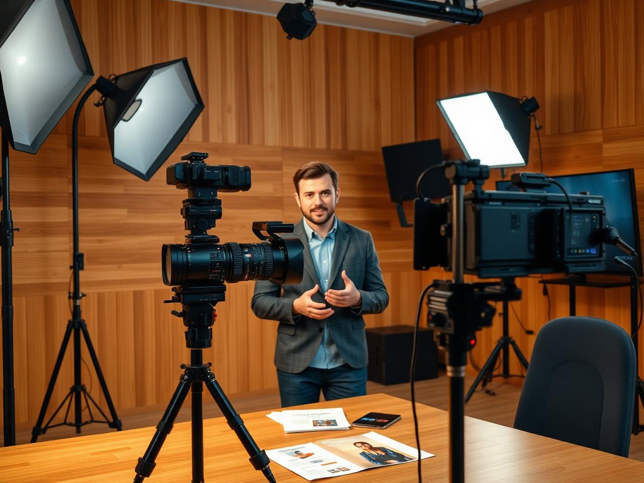 YouTube host recording in a studio environment